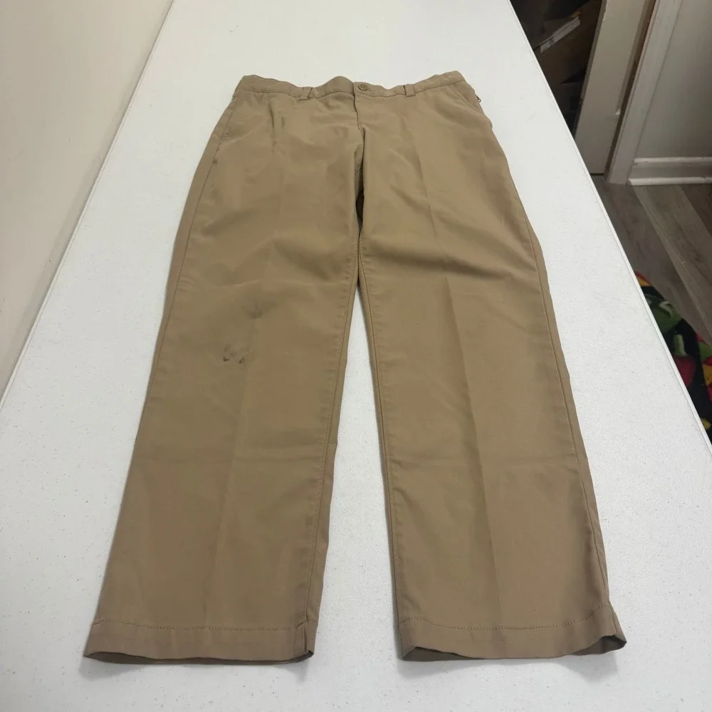 Lands End Khaki Chino Pants Boys 16H Tan Straight Leg‎ School Uniform Trousers